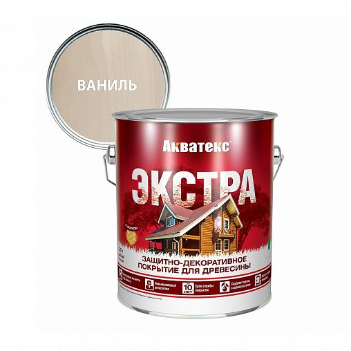 Защитно-декоративное покрытие для дерева Акватекс Экстра, полуглянцевое, 2,7 л, ваниль фото