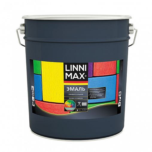 Эмаль универсальная Linnimax Аква, акриловая, шелковисто-матовая, база 3, бесцветная, 8,46 л фото