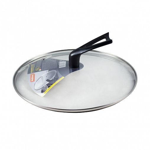 Крышка стеклянная Mallony, ручка G-type, металлический ободок, паровыпуск, 28 см фото