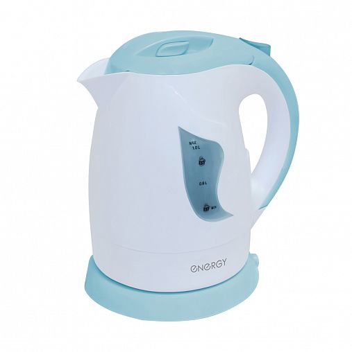 Чайник электрический Energy E-209, 1 л, пластик, бело-голубой фото