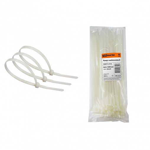 Хомут-стяжка Tdm Electric, нейлон, 8,8 x 1000 мм, 100 шт, белый фото