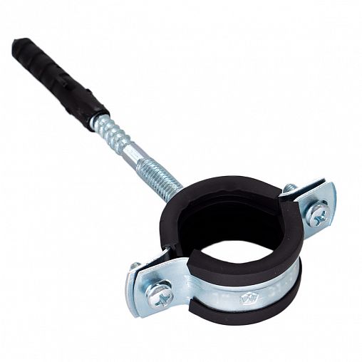 Хомут металлорезиновый CTM CHSR0012S, с шурупом и дюбелем, 20 - 25 мм, 1/2" фото