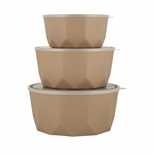 Салатник пластиковый Plast Team Stockholm, с крышкой, 3,1 л, шоколадный мокко фото