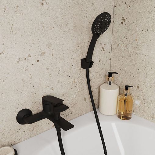 Смеситель для ванны с душем Milardo Azure, черный матовый фото