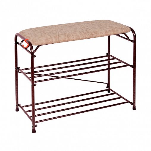 Подставка для обуви ЗМИ Альфа 23, 2-х полочная, с сиденьем, 65 x 30 x 48 см, медный антик фото