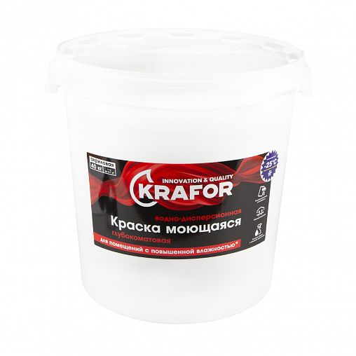 Краска водно-дисперсионная интерьерная моющаяся Krafor, глубокоматовая ...