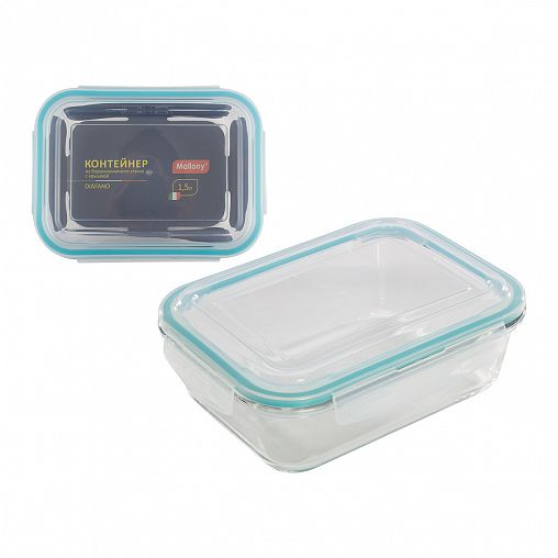 Контейнер Mallony Diafano 1,5 л, жаропрочное стекло, пластиковая крышка фото