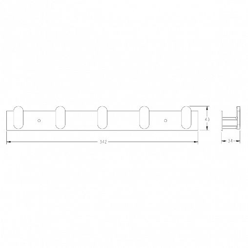Планка с 5 крючками Fashun A2615-5-17, графит фото