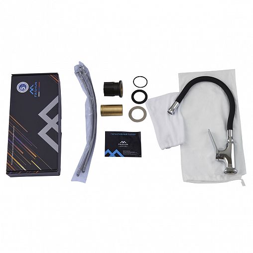 Смеситель для кухни Fashun A4186-7, с гибким изливом, хром/черный фото