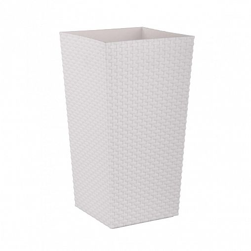 Кашпо напольное Альтернатива Ротанг, 27 x 27 x 51 см, белое фото