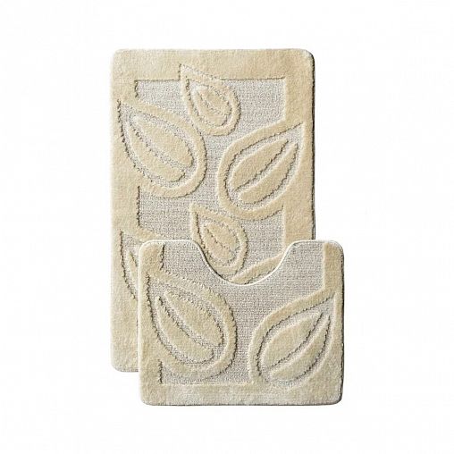 Коврик в ванную и туалет L Cadesi Lemis, 50 x 80 + 50 x 40 см, полипропилен, бежевый фото