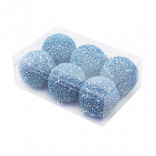 Набор елочных шаров, d 7 см, 6 шт, синий фото