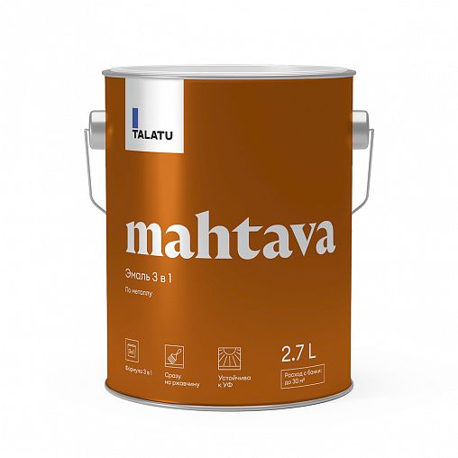 Грунт-эмаль по ржавчине 3 в 1 Talatu Mahtava, глянцевая, база C, бесцветная, 2,7 л фото