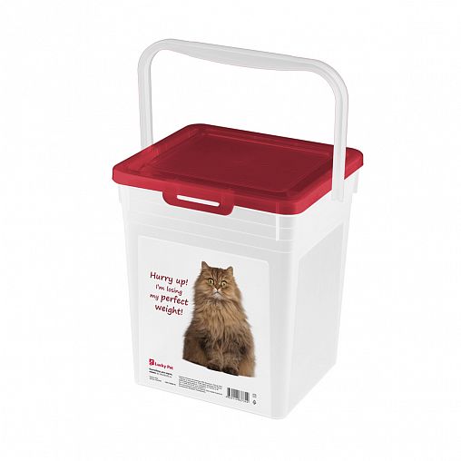 Контейнер для корма Lucky Pet Кошки, 235 x 210 x 252 мм, 8 л, бордовый фото
