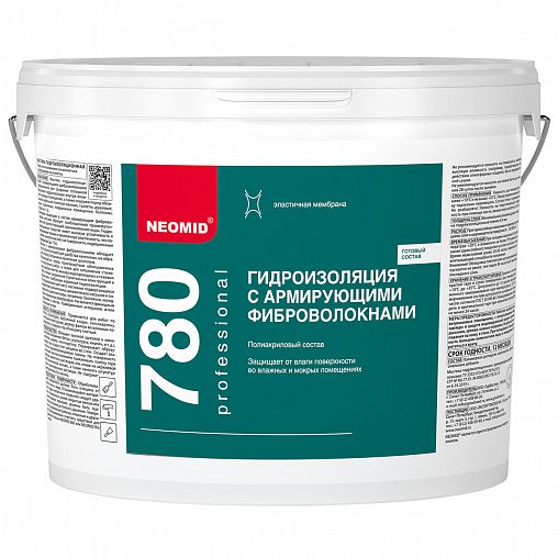 Мастика гидроизоляционная Neomid, с армирующими фиброволокнами, 12 кг фото
