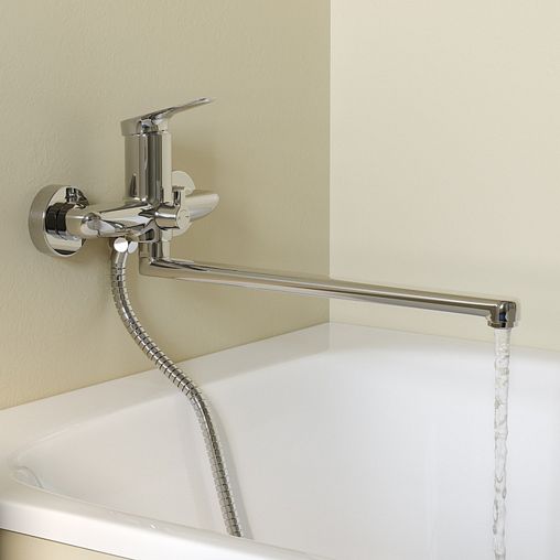 Смеситель для ванны IDDIS Zodiac X, с длинным изливом, хром фото