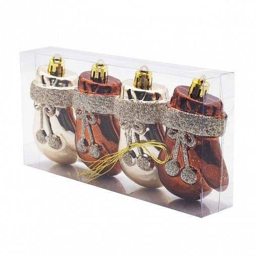 Набор елочных украшений Рукавицы, 9 x 7 x 3,5 см, 4 шт, разноцветный фото