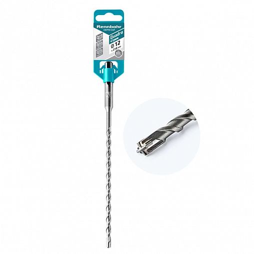 Бур для перфоратора Rennbohr Quadro, 4 грани, 12 x 210 мм, SDS-Plus фото