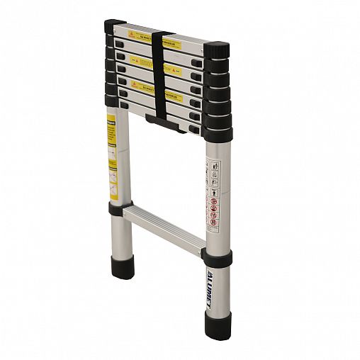 Лестница телескопическая односекционная Alumet TLS 2.3, алюминиевая, 8 ступеней, 2,3 м фото