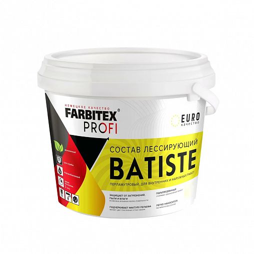 Лессирующий состав Farbitex Profi Batiste, перламутровый, серебро, 0,9 л фото