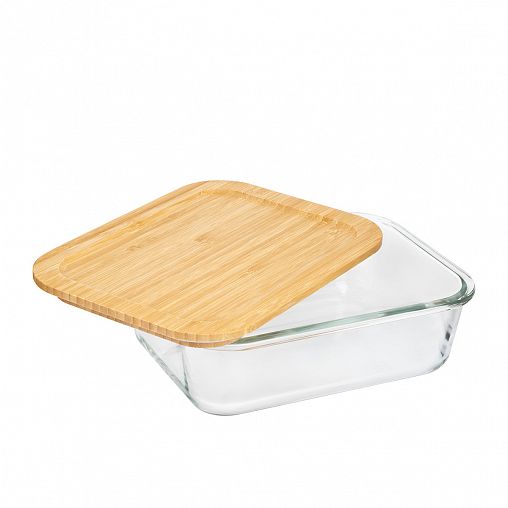 Контейнер Leonord Bambu, жаропрочное стекло, бамбуковая крышка, 1,5 л фото