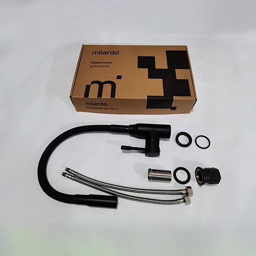 Смеситель для кухни Milardo Meal, с гибким изливом, черный матовый фото