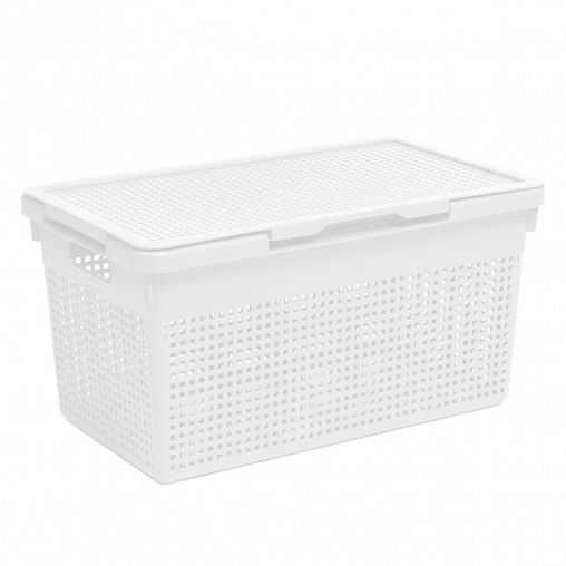 Корзина для хранения Violet Лофт, с крышкой, 45 x 26 x 24 см, белая фото