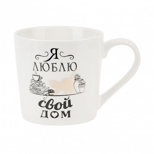 Кружка фарфоровая Polystar Collection Кошкин дом L2110085-3, 375 мл, с элементами золота фото