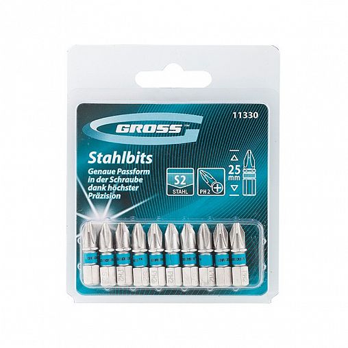 Биты Gross, PH2, 25 мм, 10 шт фото