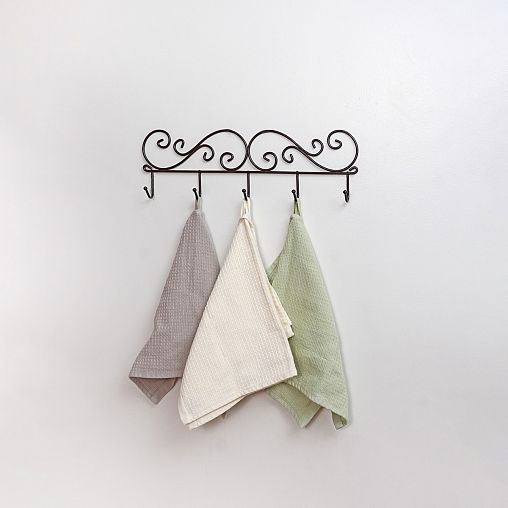 Вешалка настенная ЗМИ Кружева 5, 5 крючков, 40 x 4 x 13 см, коричневая фото