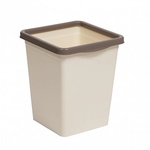 Ведро для мусора Violet, квадратное с фиксатором, 8,5 л, слоновая кость/шоколад фото