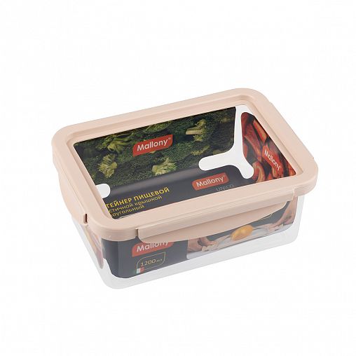 Контейнер Mallony Unico, прямоугольный, пластиковая крышка, 1,2 л фото