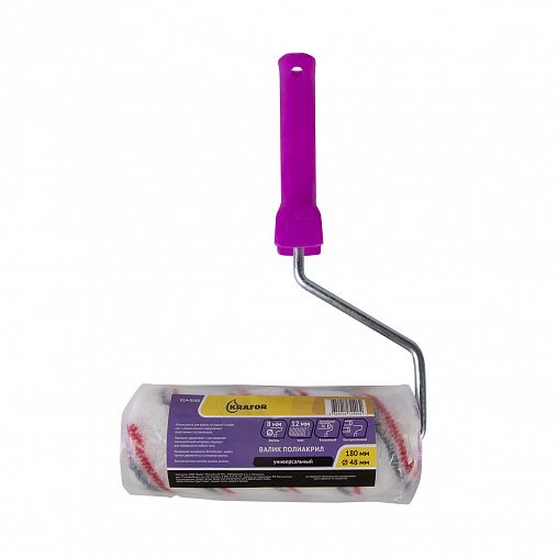 Валик полиакриловый универсальный Krafor, D48 x 180 мм, ворс 12 мм, бюгель 8 мм фото