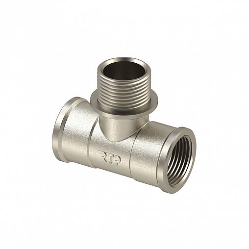 Тройник латунный РТП внутренняя-наружная-внутренняя резьба 1/2" фото Тройник латунный РТП внутренняя-наружная-внутренняя резьба 1/2" фото