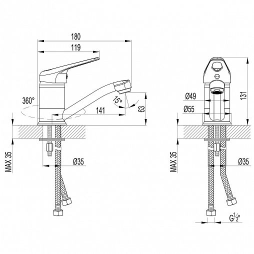 Смеситель для раковины Lemark Luna LM4107C, однорычажный, хром фото