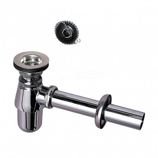 Сифон для раковины регулируемый Wirquin, с выпуском, 1 1/4" x 32 мм, отвод с розеткой, хром фото