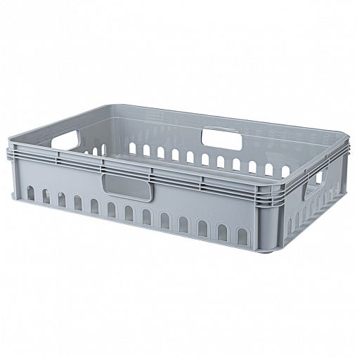 Ящик универсальный Бытпласт Евробокс, перфорированный, 600 x 400 x 130 мм, серый фото