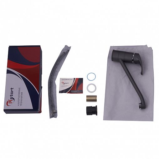 Смеситель для кухни PLStart PL4515-17, графит/хром фото