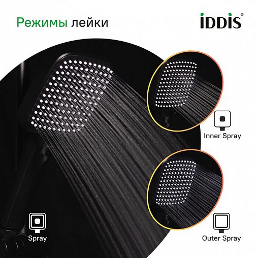 Лейка для душа IDDIS Esper ESP3FBSi18, 3 режима, черная матовая фото