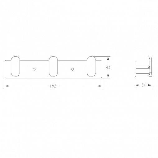 Планка с 4 крючками Fashun A2615-4-7, черная фото
