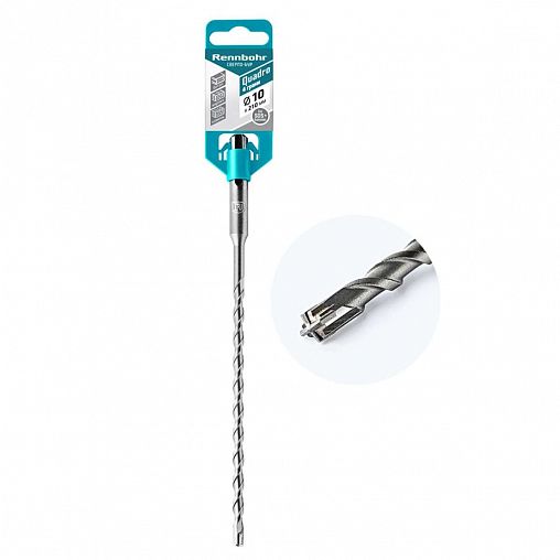 Бур для перфоратора Rennbohr Quadro, 4 грани, 10 x 210 мм, SDS-Plus фото