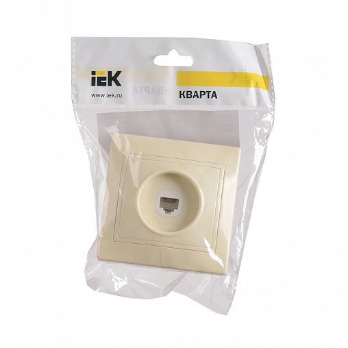 Розетка телефонная встраиваемая RJ11 IEK Кварта, IP20, кремовая фото