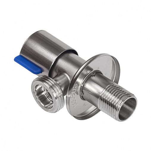 Кран угловой RM, наружная-наружная резьба 1/2" x 3/4", керамическая кран-букса, сталь фото