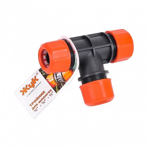 Тройник для соединения шлангов Жук, цанговый, 1/2" фото