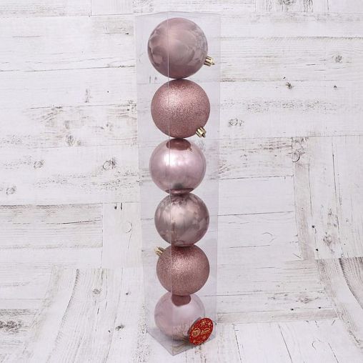 Набор елочных шаров Зимнее волшебство Холли ассорти, d 8 см, 6 шт, микс фото