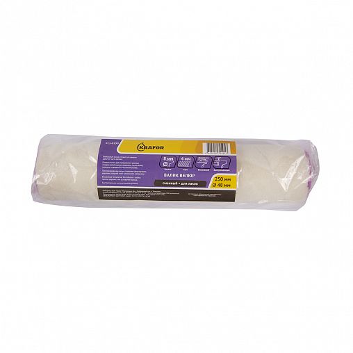 Валик запасной велюровый для лака Krafor, D48 x 250 мм, ворс 4 мм, бюгель 8 мм фото