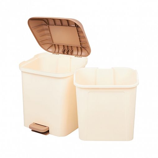 Контейнер для мусора Spin&Clean Step, с педалью и внутренним ведром, 15 л, кофейный фото