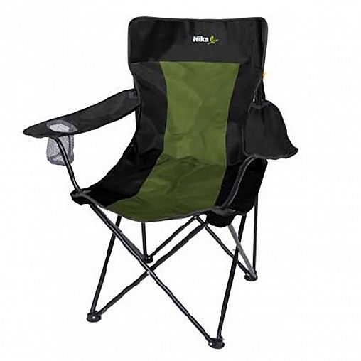 Стул складной Nika Премиум 6, с подлокотниками, 54 x 48 см, черный-хаки фото