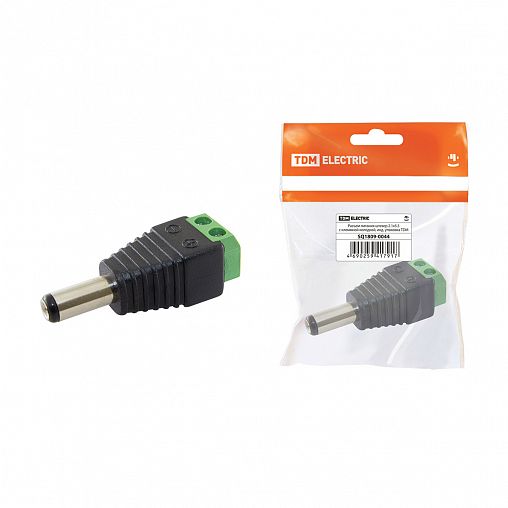 Разъём питания Tdm Electric, штекер, 2,1 x 5,5, с клеммной колодкой фото