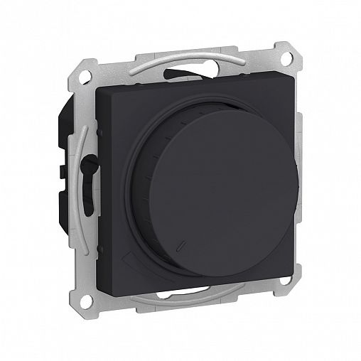 Диммер поворотно-нажимной Systeme (Schneider) Electric Atlasdesign, встраиваемый, 400 Вт, карбон фото